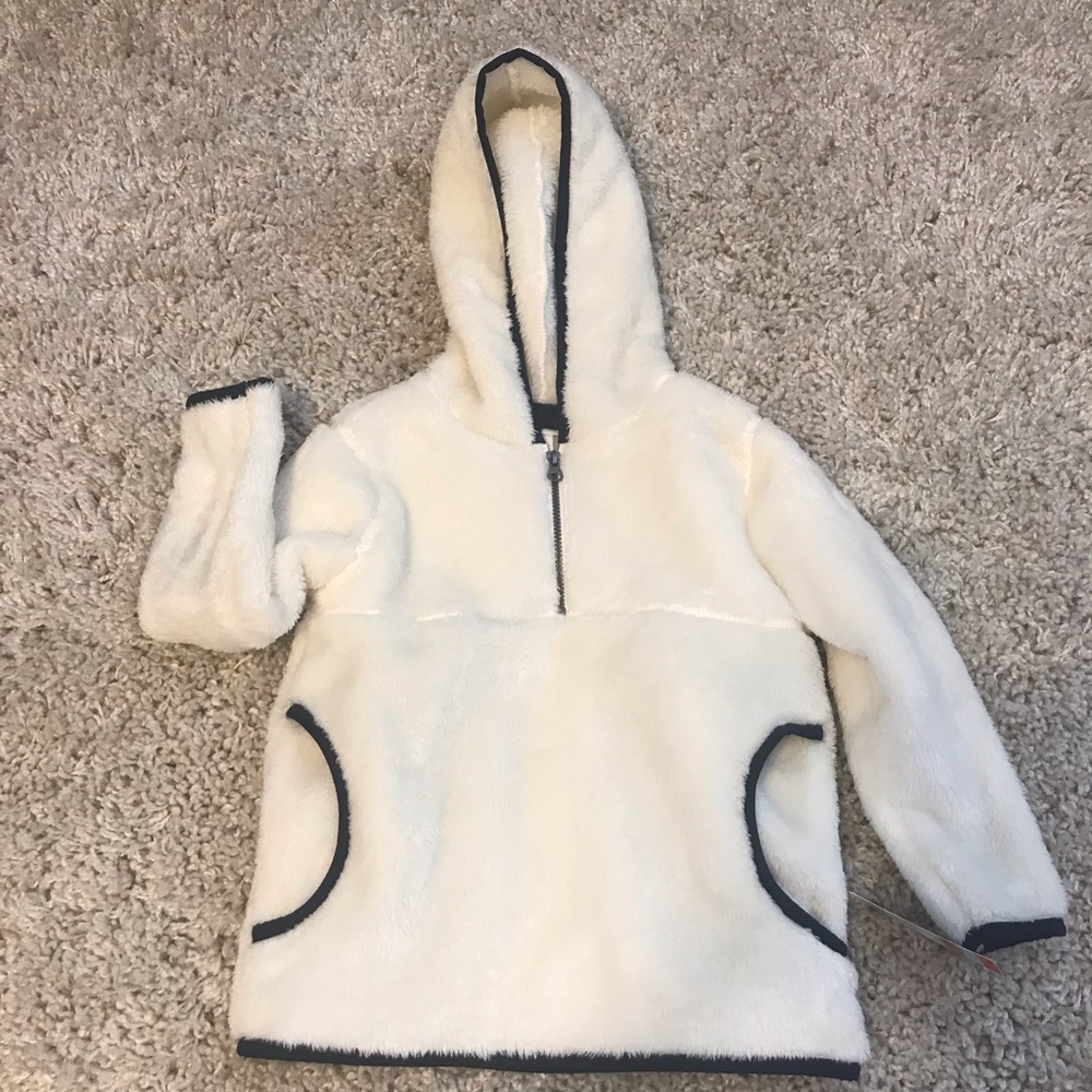 White hooded sweater